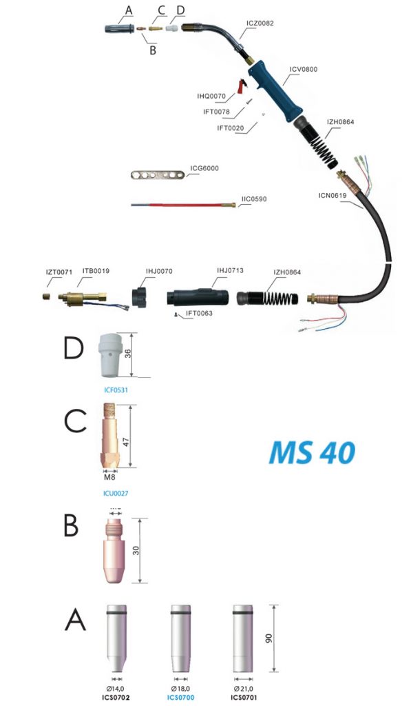 Расходные материалы для горелки Сварог MS40